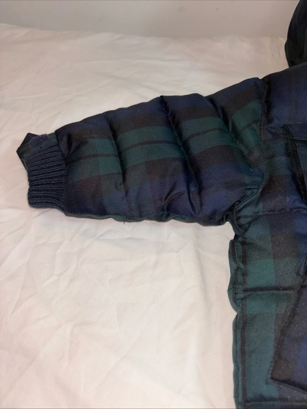 Baby Gap Plaid Puffer Jacket with Faux Fur Hood - Green/Black New!!!  993